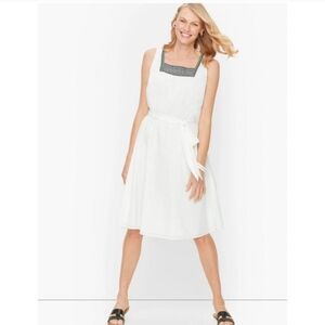 Talbots Women's White Midi Sleeveless Dress Embroidered Size 8